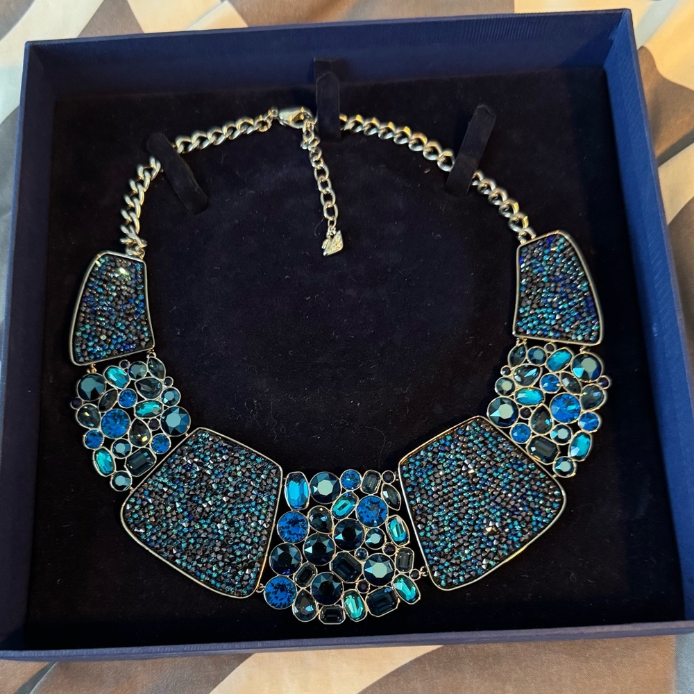 Swarovski Blue Statement Crystal Collar Necklace